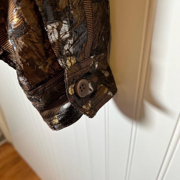 Brown Faux Silk Embellished Jacket Women’s Size L - Picture 3 of 6